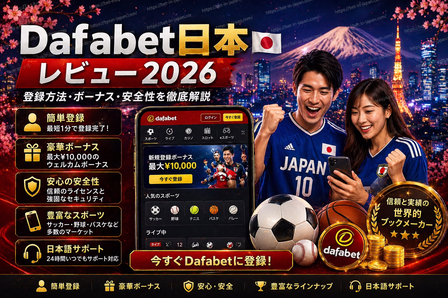 Dafabet日本レビュー2026 JP ボーナス・登録方法・安全性