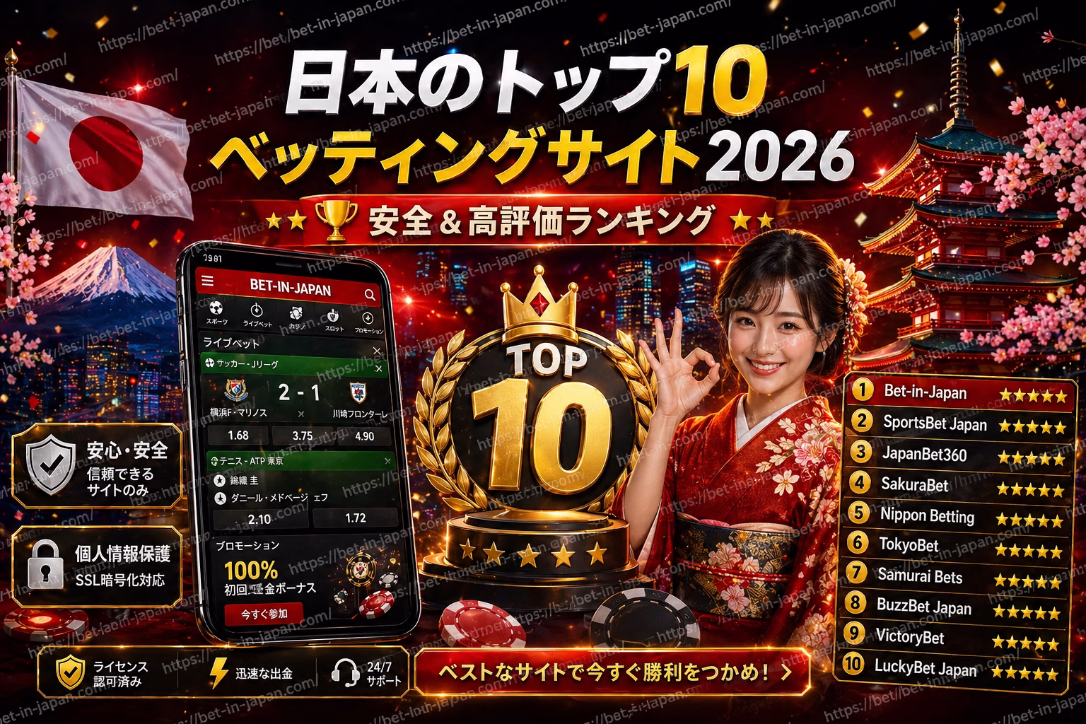 日本のトップ10ベッティングサイト2026 人気&安全ランキング