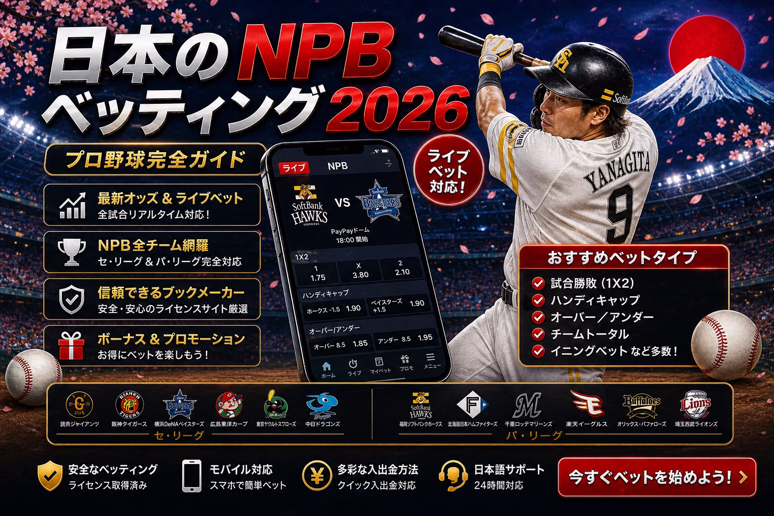 日本のNPBベッティング2026 完全ガイド